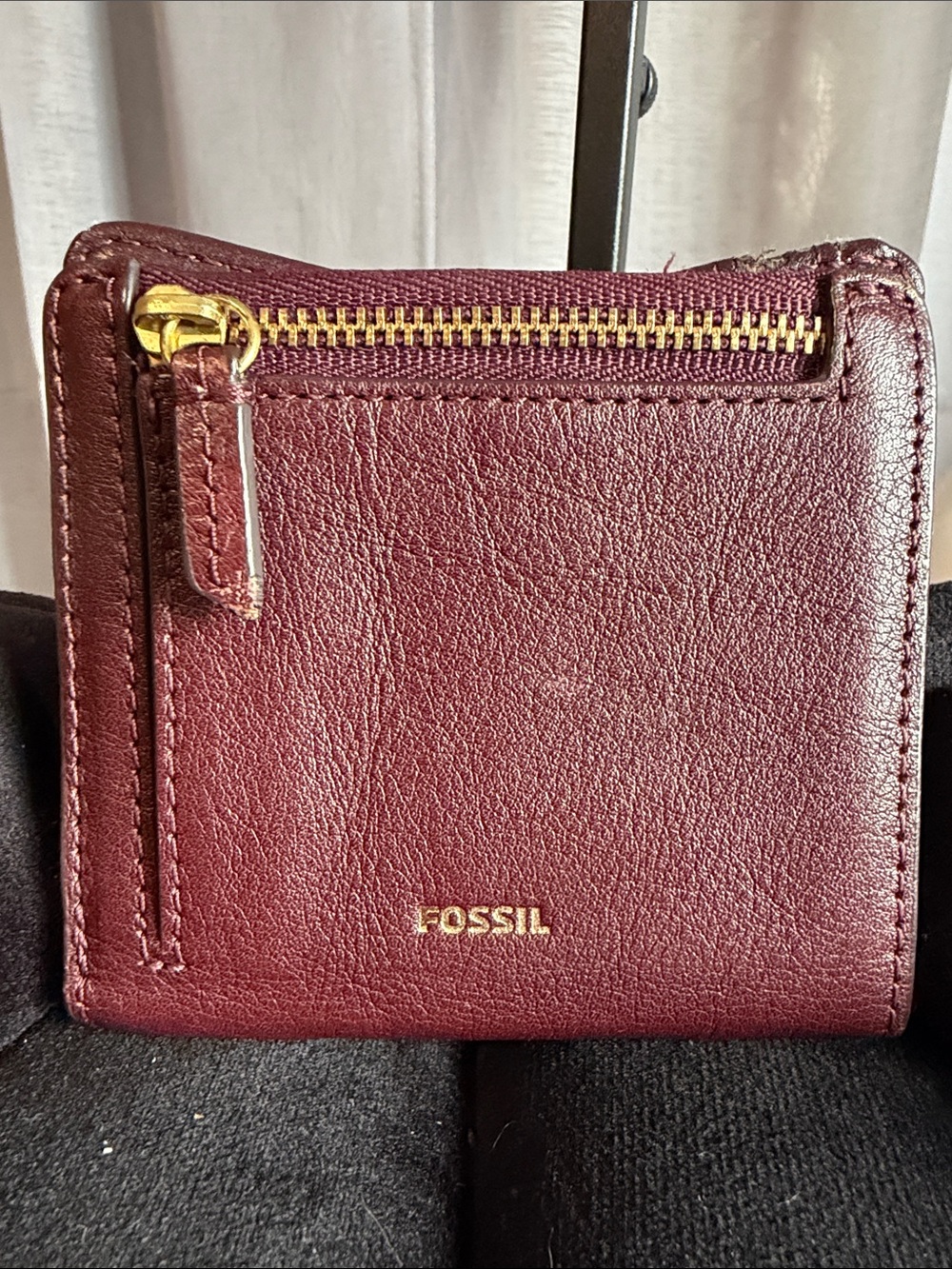 Fossil Pink Owl Appliqué Leather Wallet with Cream and Burgundy Accents - Picture 2 of 4